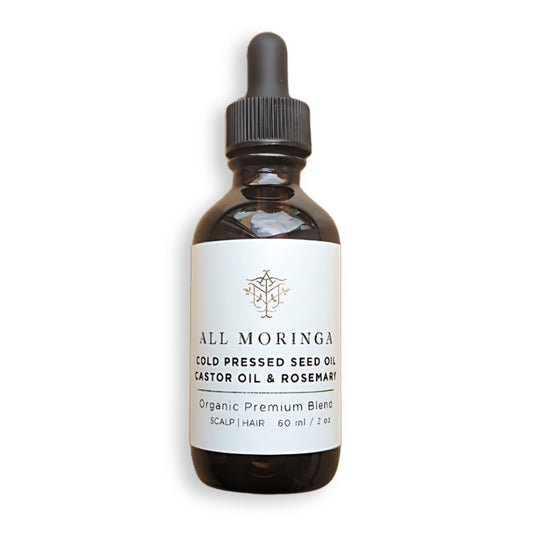 Premium Organic scalp and Hair strengthening Treatment with Moringa Seed Oil, Castor Oil, Rosemary & Vitamin E For Enhanced Scalp Nourishment, Hexane-Free 2 Ounce